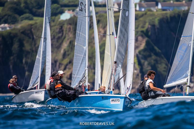 Day 2 of the Musto Lark Nationals at Pentewan photo copyright Robert Deaves / www.robertdeaves.uk taken at Pentewan Sands Sailing Club and featuring the Lark class