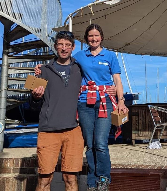 Steve Cumley & Eluned Stewart finish 2nd in the Itchenor Lark Open photo copyright Nigel Scott taken at Itchenor Sailing Club and featuring the Lark class