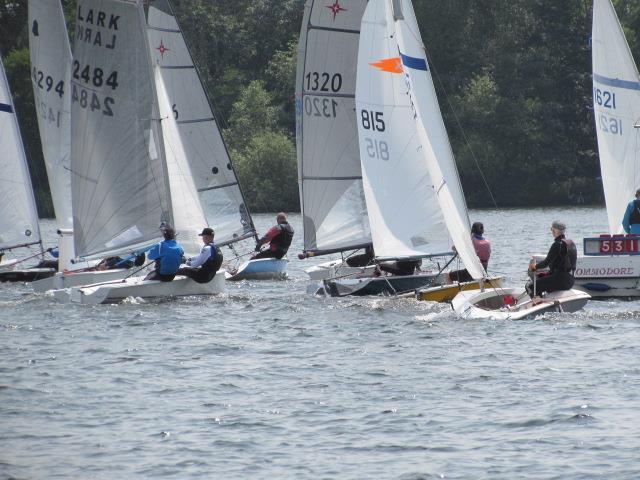 Start during the Border Counties Midweek Sailing Series at Shropshire Sailing Club photo copyright Brian Herring taken at Shropshire Sailing Club and featuring the Lark class