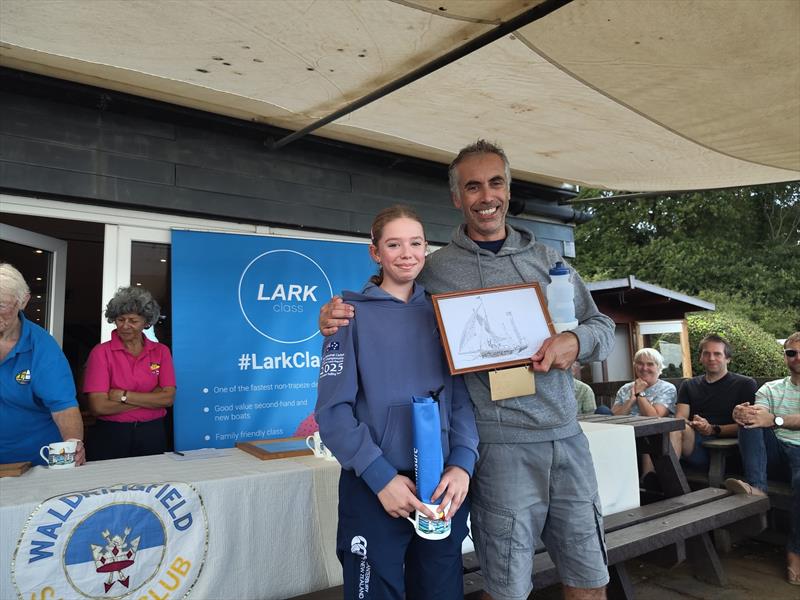Alan Krailing and Jemima Cox-Olliff win the Craftinsure Lark Cartoon Trophy at Waldringfield - photo © Daniel Watson