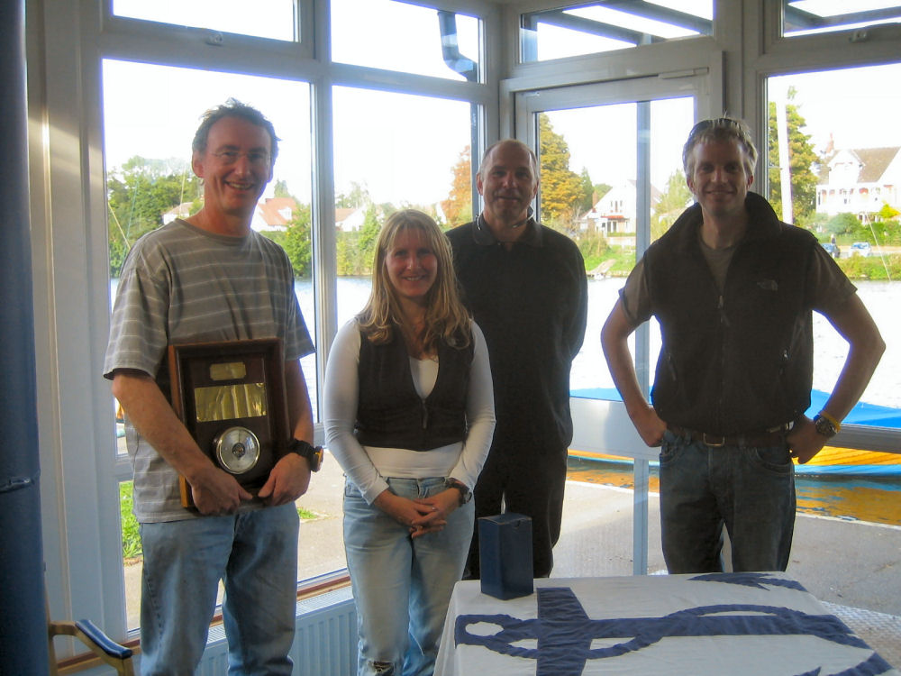 LaserWinners: (left to right) Jonathan Jones, Julia Hancock, Mark Sancken & James Andrews at the Tamesis Laser open photo copyright Jim Green taken at Tamesis Club and featuring the ILCA 7 class