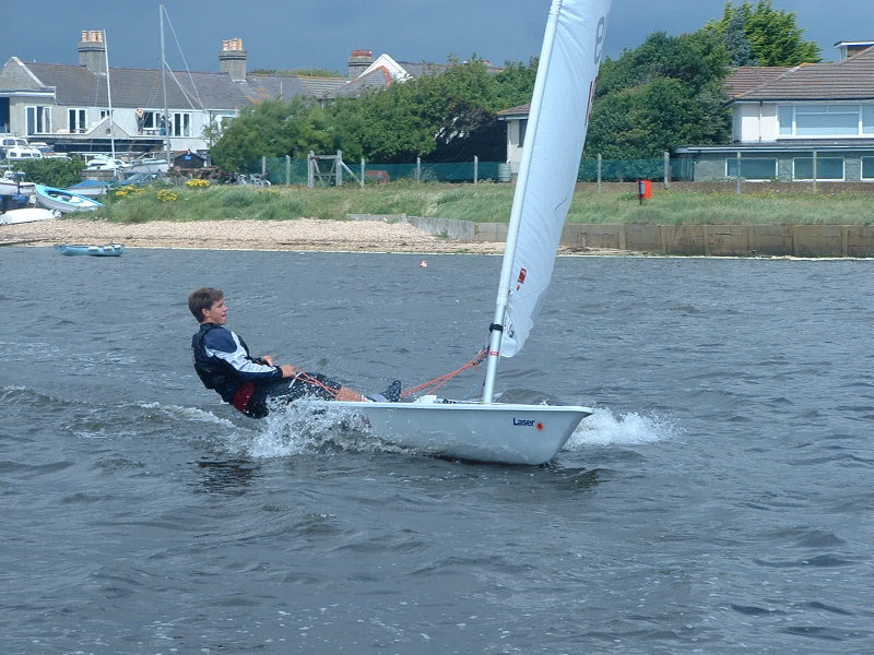 Max Holloway leads the fast fleet after day 1 of Mudeford Week photo copyright Mike Roach taken at Mudeford Sailing Club and featuring the ILCA 7 class