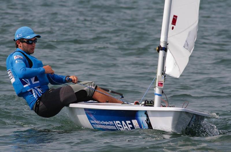 Lorenzo Chiavarini on day 2 of ISAF Sailing World Cup Qingdao photo copyright Daniel Smith taken at  and featuring the ILCA 7 class
