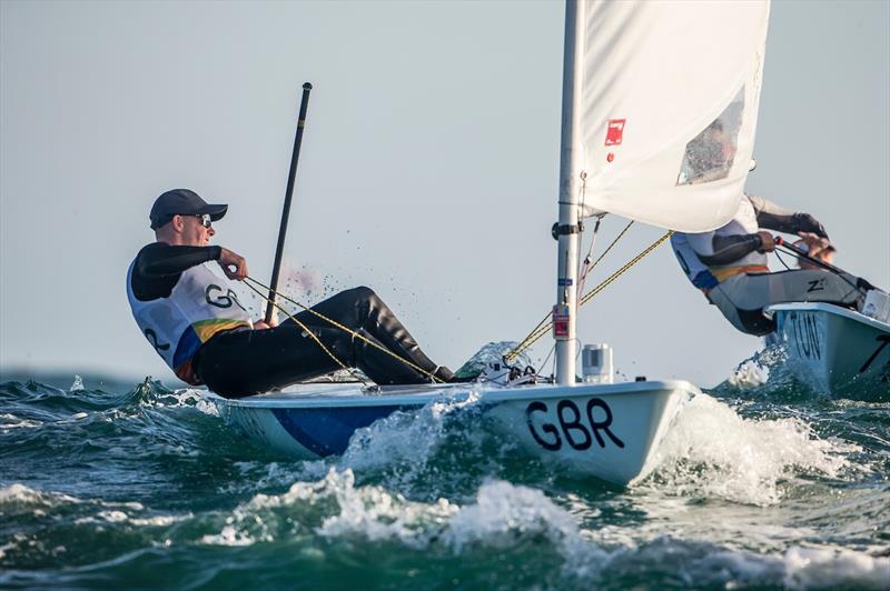 Nick Thompson in the Laser medal race at the Rio 2016 Olympic Sailing Competition photo copyright Sailing Energy / World Sailing taken at  and featuring the ILCA 7 class