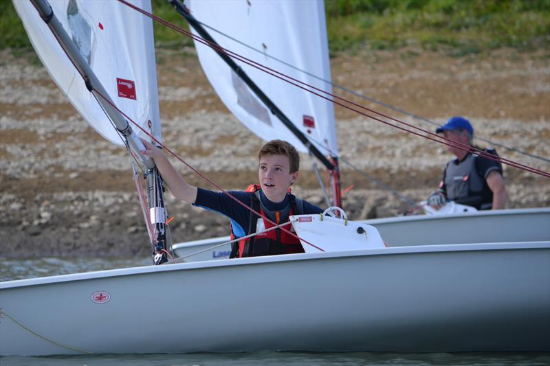 Archie Coates and Mervyn Clark during the Sutton Bingham Laser GP photo copyright Saffron Gallagher taken at Sutton Bingham Sailing Club and featuring the ILCA 7 class