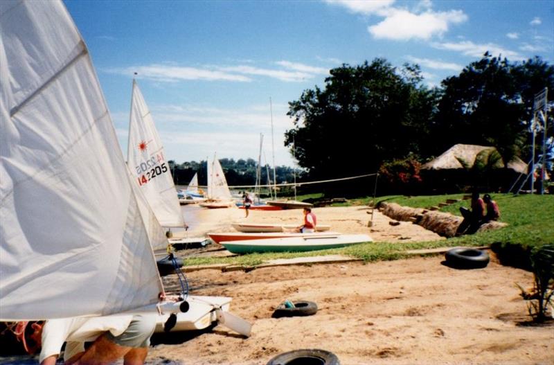 The beach at Entebbe Sailing Club, Uganda photo copyright Liz Potter taken at  and featuring the ILCA 7 class