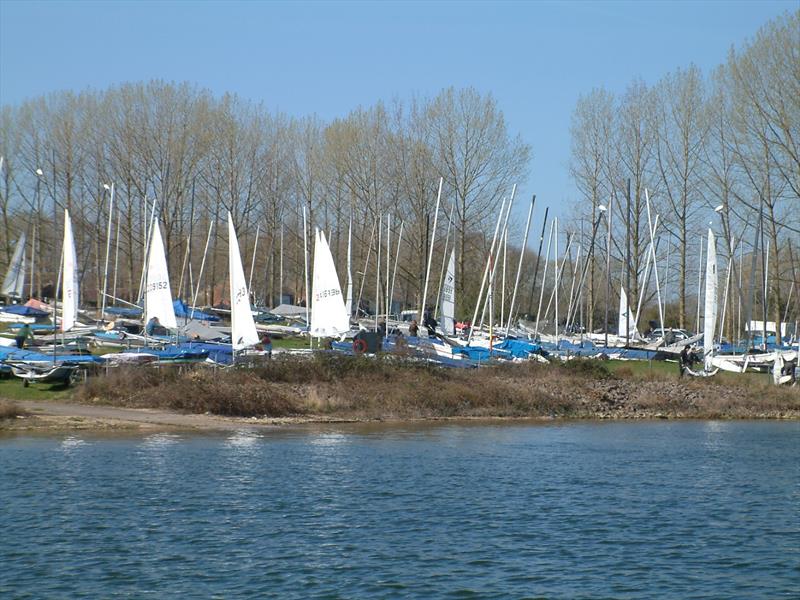 Lasers rigging in a cold dinghy park for Week 2 of the Grafham Water SC Restart Series - photo © Simon Wigmore