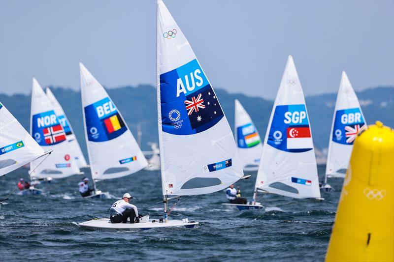 Matt Wearn (AUS) leads downwind in the Men's ILCA 7 on Tokyo 2020 Olympic Sailing Competition Day 2 photo copyright Sailing Energy / World Sailing taken at  and featuring the ILCA 7 class