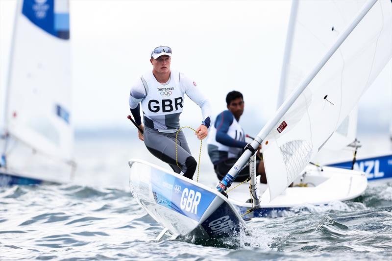Elliot Hanson (GBR) in the Men's ILCA 7 on Tokyo 2020 Olympic Sailing Competition Day 6 photo copyright Sailing Energy / World Sailing taken at  and featuring the ILCA 7 class