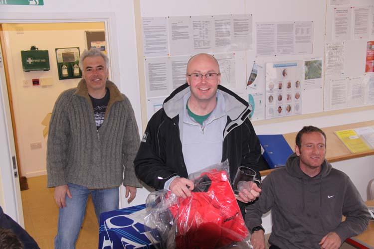 L-R: Jon Hammond (UKLA GP Nat. Co-ordinator), Peter Keighley (overall winner) and Jon Emmett (Radial winner) photo copyright Eddie Mays taken at South Cerney Sailing Club and featuring the ILCA 7 class