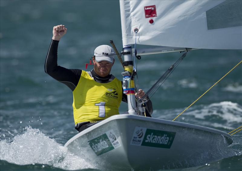 Tom Slingsby wins the Skandia Sail for Gold Regatta photo copyright onEdition taken at Weymouth & Portland Sailing Academy and featuring the ILCA 7 class