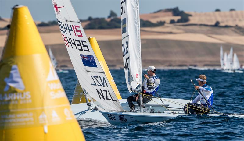 Sam Meech (windward) Laser (NZL) - Day 2 - Hempel Sailing World Championships, Aarhus, Denmark photo copyright Sailing Energy / World Sailing taken at Sailing Aarhus and featuring the ILCA 7 class