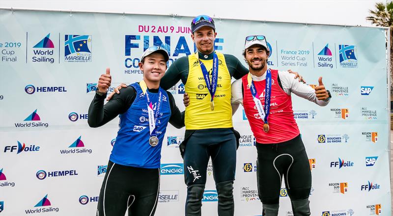 Laser winners podium at the Hempel World Cup Series Final in Marseille - photo © Sailing Energy / World Sailing