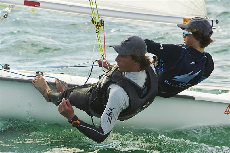 420 competitors in the 2018 Sail Sandy Regatta photo copyright Nicholas Duell taken at Sandringham Yacht Club and featuring the ILCA 7 class