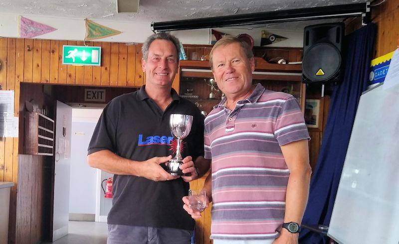 John Ling wins thet Laser open meeting at Clevedon - seen with Commodore Robin Goff - photo © Gavin Price