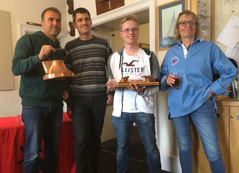 Laser open meeting at London Corinthian winners  - (L-R) Val Nedyalkov (Standard) , Laser Class Captain Stephan Meyen, Edward Brown (Radial), Caroline Simonds (4.7) - photo © Mat Stoker