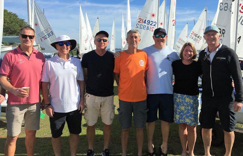 British sailors - Alan Davis, Mike Hicks, Guy Noble, Max Hunt, Chris Ellyatt, Anne Davis, Tim Law -  during the Laser Masters Midwinters East in Florida photo copyright USSCoMC taken at US Sailing Center of Martin County and featuring the ILCA 7 class