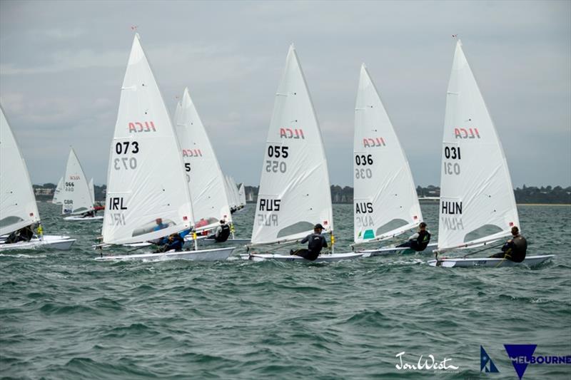 Finn Alexander gets a good start - 2020 ILCA Laser Standard World Championship, day 1 photo copyright Jon West Photography taken at Sandringham Yacht Club and featuring the ILCA 7 class