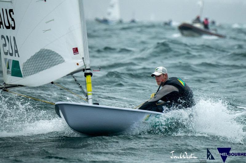 Matt Wearn (AUS) concentrates hard during today's stormy conditions - 2020 Laser World Championships - photo © Jon West Photography