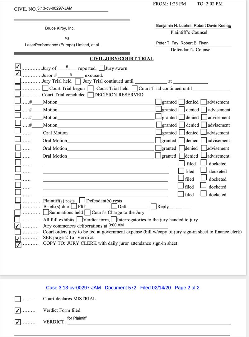 The decision form from the Jury Decision made on Friday Feb 14, 2020 - photo © US Courts