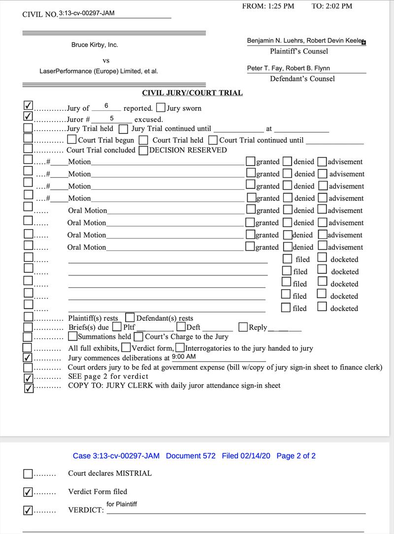 The decision form from the Jury Decision made on Friday Feb 14, 2020 photo copyright US Courts taken at  and featuring the ILCA 7 class