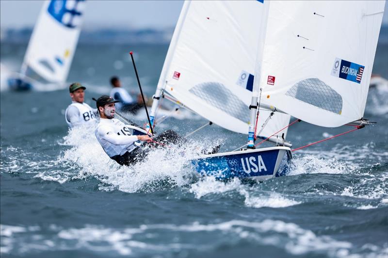 Charlie Buckingham (USA) on Tokyo 2020 Olympic Sailing Competition Day 3 photo copyright Sailing Energy / World Sailing taken at  and featuring the ILCA 7 class