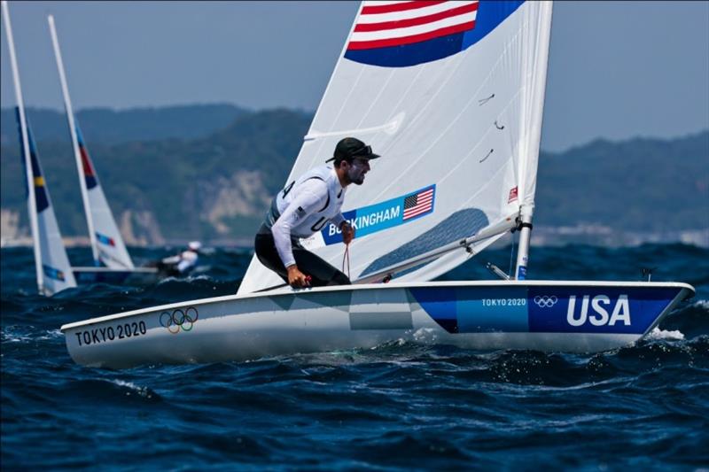 Charlie Buckingham (Newport Beach, Calif.) - Tokyo 2020 Olympics, Day 5 photo copyright Sailing Energy / US Sailing taken at  and featuring the ILCA 7 class