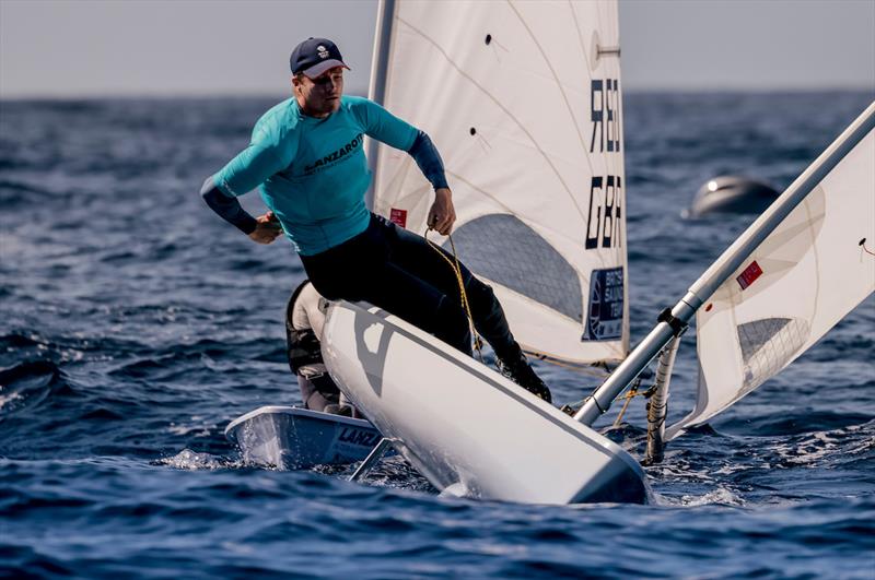 Britain's Elliot Hanson leads the ILCA 7s - Lanzarote International Regatta 2022 photo copyright Sailing Energy taken at  and featuring the ILCA 7 class