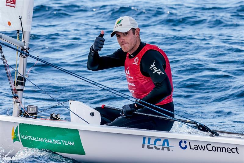 Matt Wearn gives the thumbs up after winning the ILCA 7 Medal Race - Princess Sofia Trophy - photo © Sailing Energy
