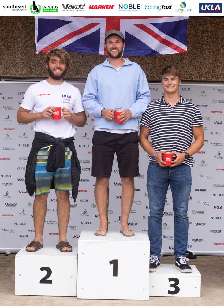 2022 ILCA Nationals at Hayling Island prize giving - ILCA 7 - 1st Jake Farren-Price, 2nd Finley Dickinson, 3rd James Foster photo copyright Georgie Altham taken at Hayling Island Sailing Club and featuring the ILCA 7 class