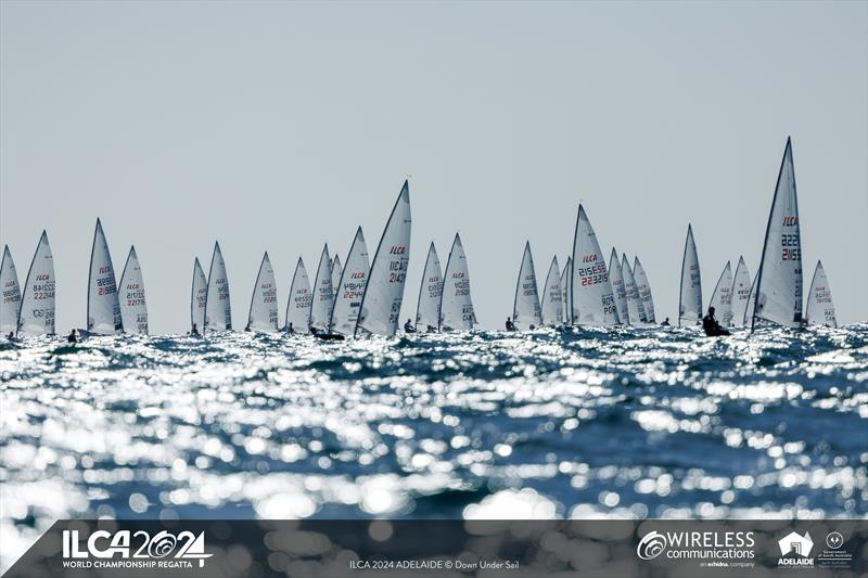2024 ILCA 7 Men World Championship Day 2 photo copyright Jack Fletcher / Down Under Sail taken at Adelaide Sailing Club and featuring the ILCA 7 class