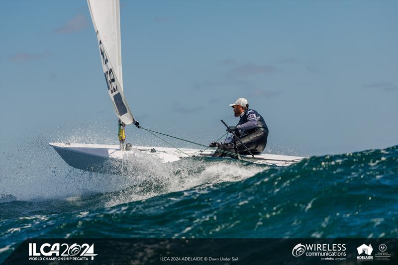 Germany's Philipp Buhl sits in fourth place overall after day 5 of the 2024 ILCA 7 Men World Championship photo copyright Jack Fletcher / Down Under Sail taken at Adelaide Sailing Club and featuring the ILCA 7 class