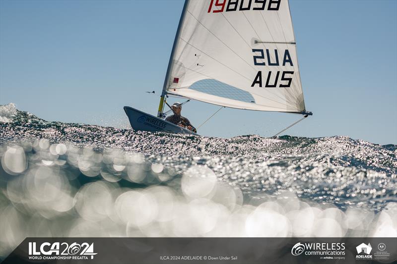Extreme winds and big waves in Adelaide on day 5 of the 2024 ILCA 7 Men World Championship photo copyright Jack Fletcher / Down Under Sail taken at Adelaide Sailing Club and featuring the ILCA 7 class