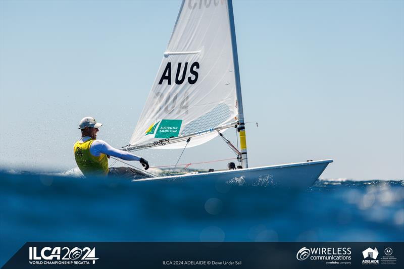 Matt Wearn heading upwind on day 5 of the 2024 ILCA 7 Men World Championship - photo © Jack Fletcher / Down Under Sail