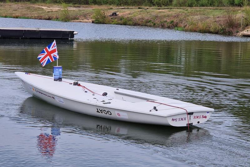 The book is launched, literally - Andrew Hill-Smith was the third person to sail around GB in a Laser dinghy - photo © Shrink in the Drink
