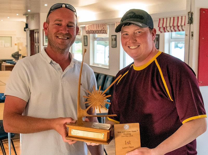 Winner Daniel Wigmore receives the First Laser Fleet and the MNSC Laser trophy from Vice Commodore Roo Jarvis - Solo and Laser Open Meeting at Middle Nene - photo © David Livingstone