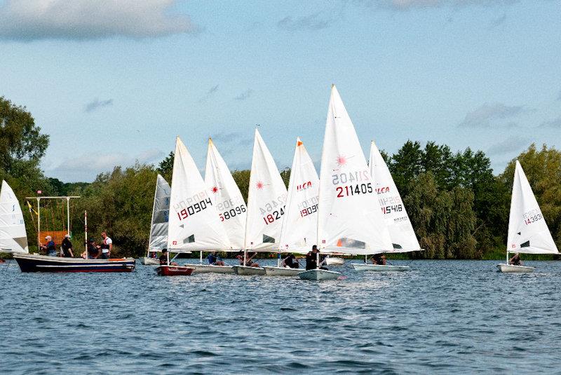 Start of race 1 - Solo and Laser Open Meeting at Middle Nene photo copyright David Livingstone taken at Middle Nene Sailing Club and featuring the ILCA 7 class