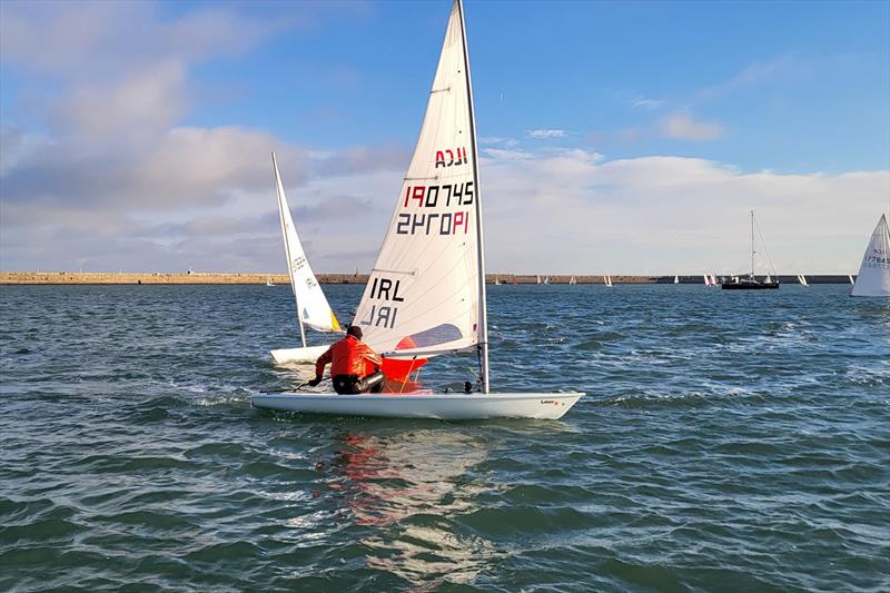 The happiest man afloat, Conor O'Leary, rounds the weather mark - Viking Marine Dun Laoghaire Frostbites week 1 - photo © Ian Cutliffe