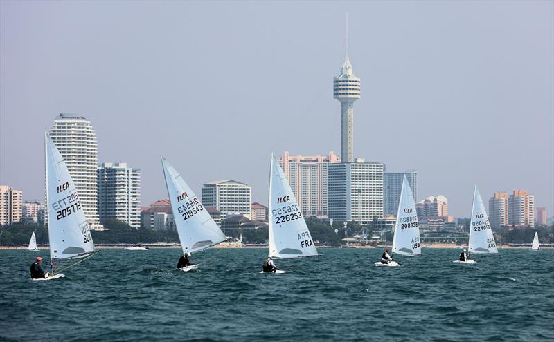 ILCA 7s downwind on day 2 of the Open Masters Championship 2026 photo copyright Henry Weidmann taken at Royal Varuna Yacht Club and featuring the ILCA 7 class