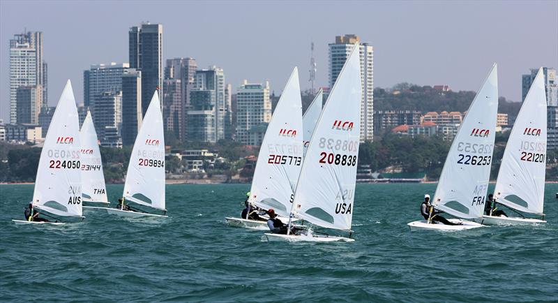 ILCA 7 fleet upwind on day 3 of the Royal Varuna Yacht Club Open Masters Championship 2026 photo copyright Henry Weidmann taken at Royal Varuna Yacht Club and featuring the ILCA 7 class