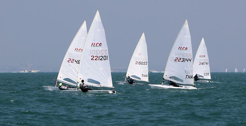 ILCA 7 fleet crossing tacks upwind on day 3 of the Royal Varuna Yacht Club Open Masters Championship 2026 photo copyright Henry Weidmann taken at Royal Varuna Yacht Club and featuring the ILCA 7 class