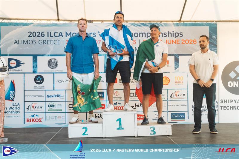 Prize Giving in the 2026 ILCA 7 Masters Worlds at Athens, Greece - photo © Harris Gkaniatsas / Nautical Club of Kalamaki