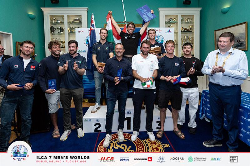 Prize Winners in the 2026 ILCA 7 Men's World Championship in Dublin Bay photo copyright Jordan Roberts / Down Under Sail taken at Royal St George Yacht Club and featuring the ILCA 7 class