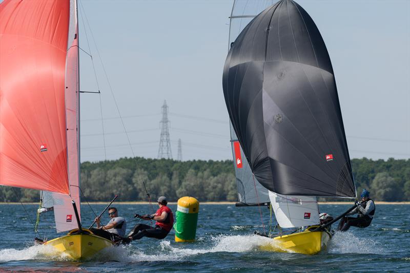 Steve and Sarah Cockerill duel for position with Matt Reynolds and Ollie De Bartolo - Grafham Asymmetric Challenge - photo © Paul Sanwell / OPP