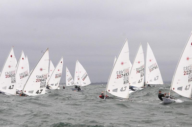 Laser 4.7 fleet - Sail Melbourne International 2017 photo copyright Gordon Hyde taken at Royal Brighton Yacht Club and featuring the ILCA 4 class