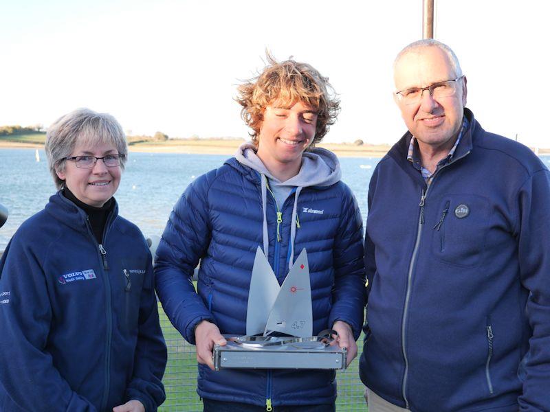 Nigel and Paula Burt with the winner of the Olivia Burt Trophy, Finley Dickinson - photo © Paul Williamson