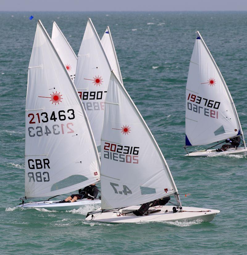 Harry Newton puts his 4.7 ahead of a mixed fleet during Laserfest Tri-Series round 1 at Broadstairs photo copyright Nicky Whatley taken at Broadstairs Sailing Club and featuring the ILCA 4 class