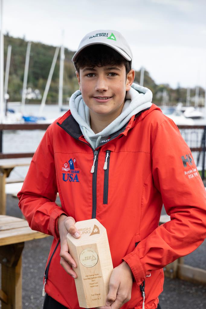 Sam Ledoux of National Yacht Club, winner of the ILCA 4 class at the Investwise Irish Sailing Youth Nationals on Cork Harbour photo copyright David Branigan / Oceansport taken at Royal Cork Yacht Club and featuring the ILCA 4 class