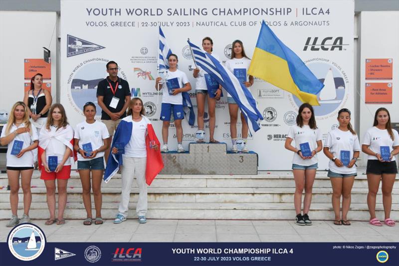 2023 ILCA 4 Youth Worlds at Volos, Greece Prize Giving photo copyright Nikos Zagas / ZAGAS Photography taken at Nautical Club of Volos & Argonauts and featuring the ILCA 4 class