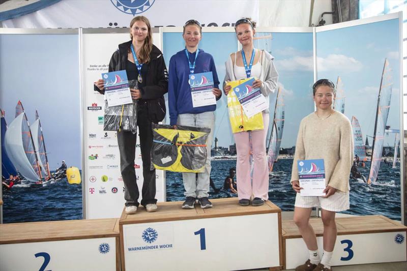 ILCA 4 girls podium in the EurILCA Europa Cup GER at Warnemünde, Germany - photo © Pepe Hartmann